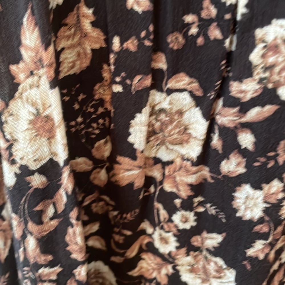 Demin & Supply Ralph Lauren Stunning Brown Floral Peasant Dress Blouse - Picture 7 of 10